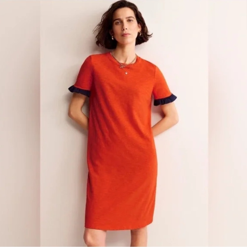 BODEN Emily Ruffle Cotton T-Shirt Dress 8R
